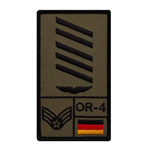 Café Viereck ® Oberstabsgefreiter Luftwaffe Bundeswehr Rank Patch mit Dienstgrad - Gestickt mit Klett – 9,8 cm x 5,6 cm – Oliv – Rechte Seite von Café Viereck