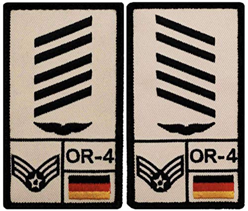 Café Viereck ® Oberstabsgefreiter Luftwaffe Bundeswehr Rank Patch mit Dienstgrad - Gestickt mit Klett - 9,8 cm x 5,6 cm – Sand – 2 Stück Linke und Rechte Seite von Café Viereck