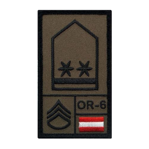 Café Viereck ® Oberwachtmeister Österreich – Bundesheer Rank Patch mit Dienstgrad – Gestickt mit Klett – OR-6 Klett Militär Patch – 9,8 cm x 5,6 cm von Café Viereck