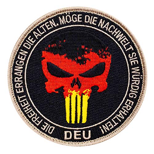 Café Viereck ® Punisher Patch mit Deutschland Flagge - Gestickt mit Klett 10 cm Ø von Café Viereck