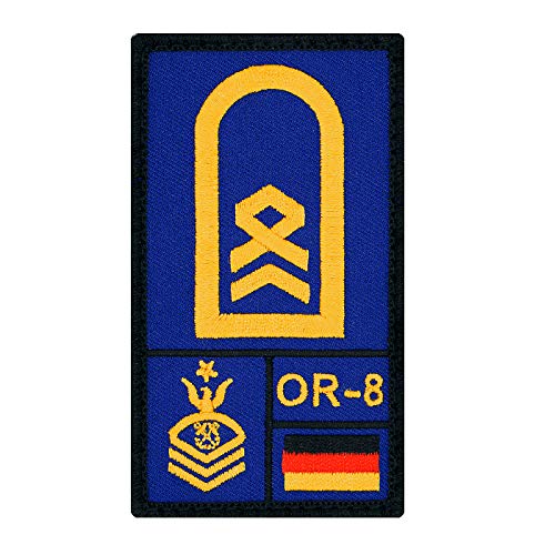 Café Viereck ® Stabsbootsmann Marine Bundeswehr Rank Patch mit Dienstgrad - Gestickt mit Klett – 9,8 cm x 5,6 cm (blau) von Café Viereck