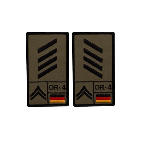 Café Viereck ® Stabsgefreiter Bundeswehr Rank Patch mit Dienstgrad - Gestickt mit Klett - 9,8 cm x 5,6 cm – 2 Stück – Oliv – Linke und Rechte Seite von Café Viereck