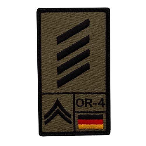 Café Viereck ® Stabsgefreiter Bundeswehr Rank Patch mit Dienstgrad - Gestickt mit Klett – 9,8 cm x 5,6 cm – Oliv – Linke Seite von Café Viereck