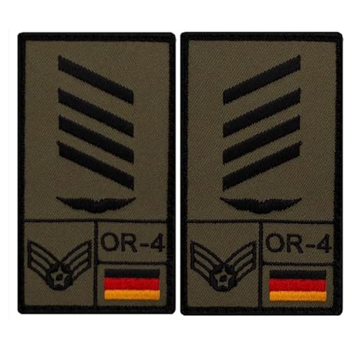 Café Viereck ® Stabsgefreiter Luftwaffe Bundeswehr Rank Patch mit Dienstgrad - Gestickt mit Klett – 9,8 cm x 5,6 cm (Doppelpack links + rechts oliv) von Café Viereck