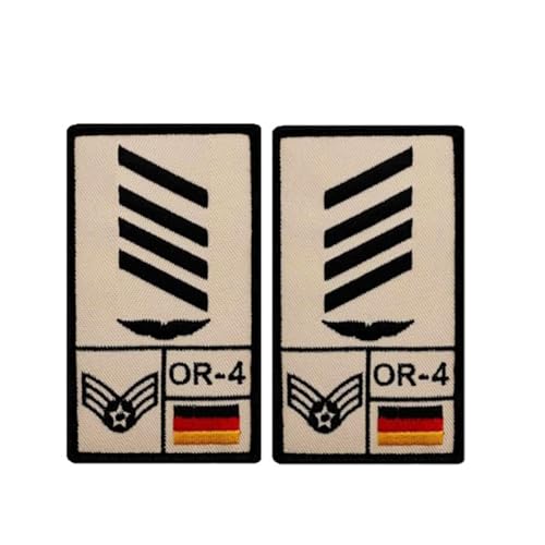 Café Viereck ® Stabsgefreiter Luftwaffe Bundeswehr Rank Patch mit Dienstgrad - Gestickt mit Klett – 9,8 cm x 5,6 cm (Doppelpack links + rechts sand) von Café Viereck