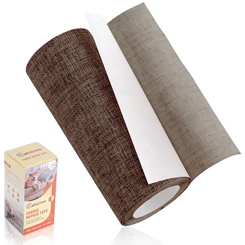 Cahomo Leinenstoff Patches Selbstklebend, 10x160 cm Leinen Reparatur Patches, Leinen Flicken Selbstklebend, für Sofas, Autositze, Vorhang Kopfteile, Rucksack Dunkel kaffee braun von Cahomo