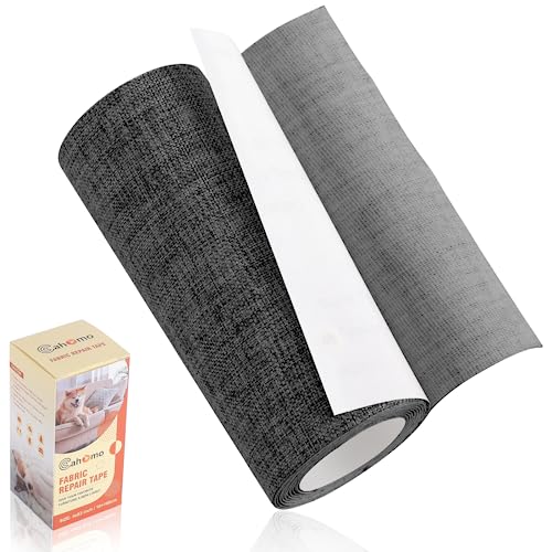 Cahomo Leinenstoff Patches Selbstklebend, 10x160 cm Leinen Reparatur Patches, Leinen Flicken Selbstklebend, für Sofas, Autositze, Vorhang Kopfteile, Rucksack Dunkelgrau von Cahomo