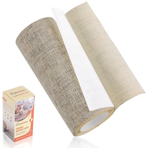 Cahomo Leinenstoff Patches Selbstklebend, 10x160 cm Leinen Reparatur Patches, Leinen Flicken Selbstklebend, für Sofas, Autositze, Vorhang Kopfteile, Rucksack Mittel beige grau von Cahomo