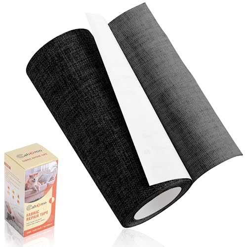 Cahomo Leinenstoff Patches Selbstklebend, 10x160 cm Leinen Reparatur Patches, Leinen Flicken Selbstklebend, für Sofas, Autositze, Vorhang Kopfteile, Rucksack Schwarz von Cahomo