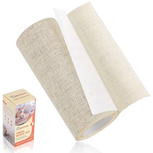 Leinenstoff Patches Selbstklebend, 10x160 cm Leinen Reparatur Patches, Leinen Flicken Selbstklebend, für Sofas, Autositze, Vorhang Kopfteile, Rucksack Beige grau von Cahomo