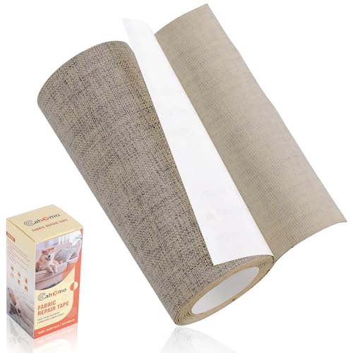 Cahomo Leinenstoff Patches Selbstklebend, 10x160 cm Leinen Reparatur Patches, Leinen Flicken Selbstklebend, für Sofas, Autositze, Vorhang Kopfteile, Rucksack Dunkel beige grau von Cahomo