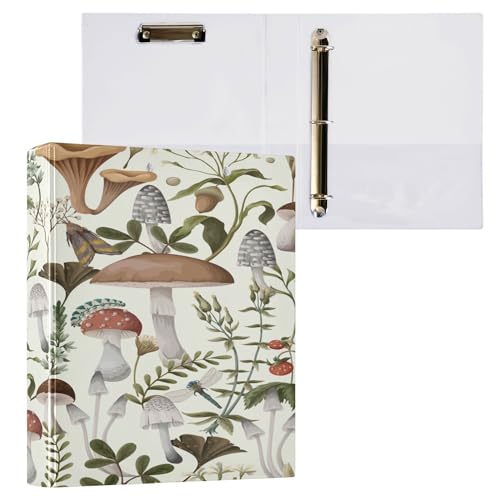 3 Ringe Binder 3,8 cm Notizbuch Ordner mit Klemmbrett 1/2 Pack Schulbedarf Binder 200 Blatt Herbstmuster Pilze Beeren von Caihoyu