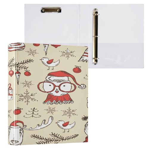 3 Ringe Binder 3,8 cm Ordner mit Klemmbrett 1/2 Pack Schulordner 200 Blatt Frohe Weihnachten Elch Niedliches Tier von Caihoyu