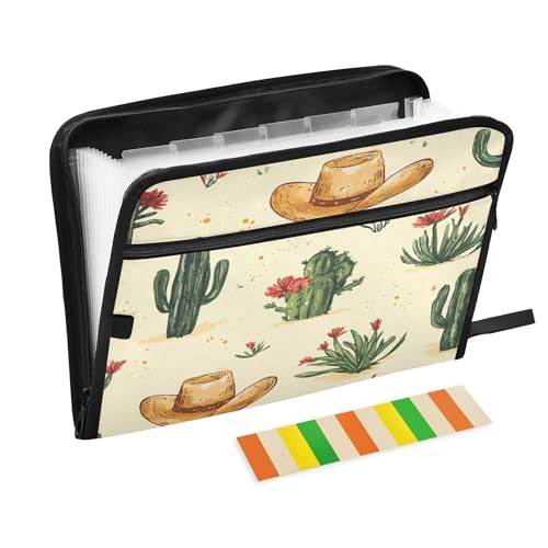 Akkordeon-Aktenordner mit 13 Fächern, Brief/A4-Größe, Papier, Akkordeon, Dokumenten-Organizer mit Reißverschluss, Klassenzimmer, Zuhause, Büro, Reisen, Western-, Cowboy-, Boho-Kaktus-Hut Akkordeon-Aktenordner mit 13 Fächern, Brief/A4-Größe, Papier, Akkordeon, Dokumenten-Organizer mit Reißverschluss, Klassenzimmer, Zuhause, Büro, Reisen, Western-, Cowboy-, Boho-Kaktus-Hut von Caihoyu