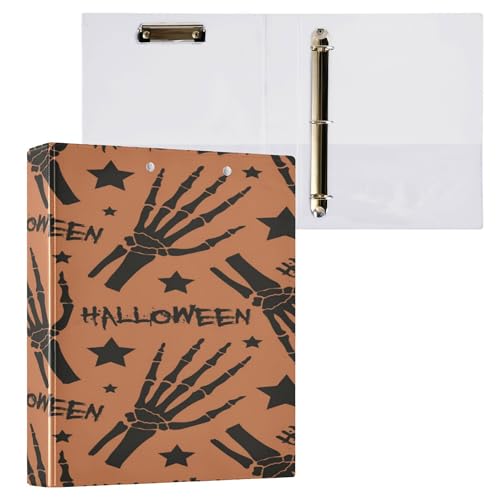 Drei-Ring-Ordner mit Klemmbrett, 3,8 cm (1 1/2 Zoll), 1/2er-Pack für Briefgröße (27,9 x 21,6 cm), Hardcover-Halloween-Knochen von Caihoyu