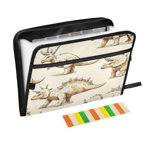 Fächermappe mit 13 Fächern, A4, Briefgröße, Dokumente, Quittungen, Organizer mit Reißverschluss, Klassenzimmer, Zuhause, Büro, Reisen, lustiger Dinosaurier, Triceratops, Beige Fächermappe mit 13 Fächern, A4, Briefgröße, Dokumente, Quittungen, Organizer mit Reißverschluss, Klassenzimmer, Zuhause, Büro, Reisen, lustiger Dinosaurier, Triceratops, Beige von Caihoyu