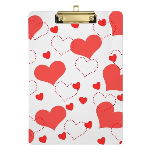 Klemmbrett mit Aufschrift "Happy Valentine's Day Love Mothers's Day", wasserdicht, für Fußball, Softball, Coaching, Größe 22,9 x 30,5 cm, Rot von Caihoyu