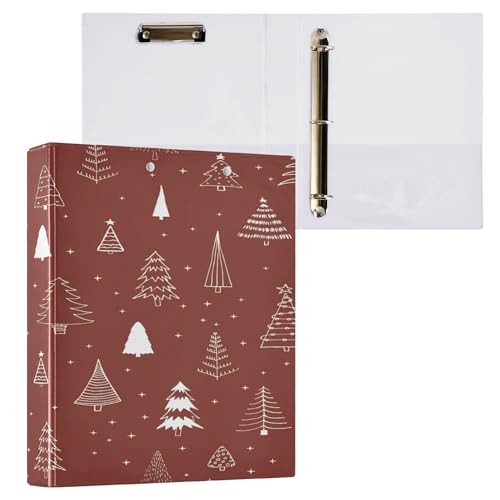 Notizbuch mit drei Ringen, 3,8 cm (1,5 Zoll), Notizbuchordner mit Klemmbrett, 1/2 Packung Ordner für Schule, Hardcover, Weihnachtsbäume von Caihoyu