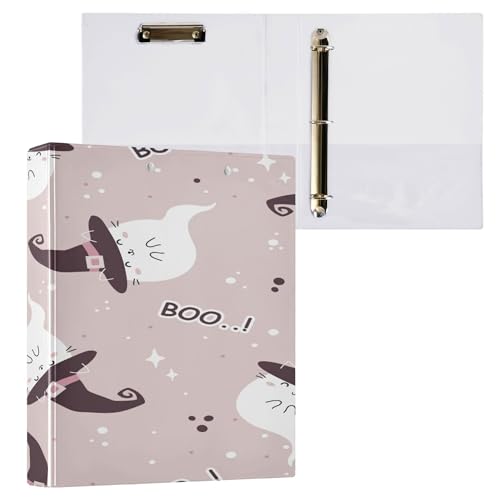 Notizbuchordner mit 3 Ringen, 3,8 cm, mit Klemmbrett, 1/2er-Pack für Briefgröße (27,9 x 21,6 cm), Hardcover Happy Halloween von Caihoyu