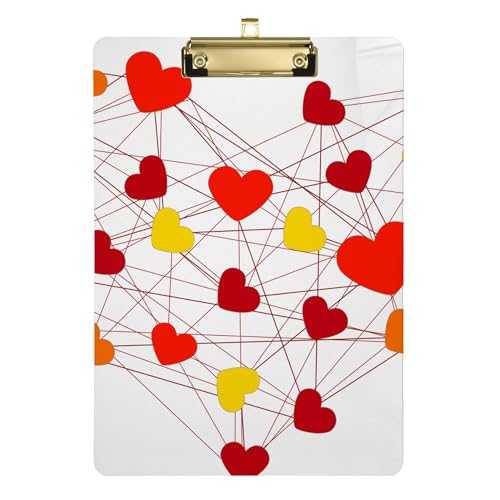 Red Love Happy Valentine's Day Mothers's Day Taschenformat Still-Klemmbrett Standardloch für Fußball Softball Coaching Größe 22,9 x 30,5 cm von Caihoyu