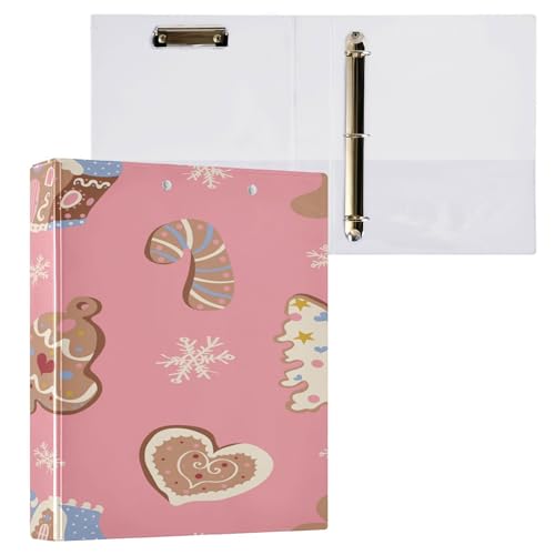 Ringbuch mit runden Ringen, 3,5 cm, mit Taschen, 1/2er-Pack, Ordner für Studenten, Hardcover, Weihnachten, Lebkuchenhäuser von Caihoyu