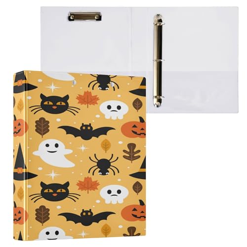 Runde Ringbücher mit Innentaschen, 3,8 cm, 1/2 Packungen für Briefgröße (27,9 x 21,6 cm), 200 Blatt, Halloween-Gelb von Caihoyu