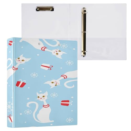 Runde Ringbücher mit Taschen, 3,8 cm, 1/2er-Pack, für Briefgröße (27,9 x 21,6 cm), Hardcover, Tiermotiv, Winterblau von Caihoyu