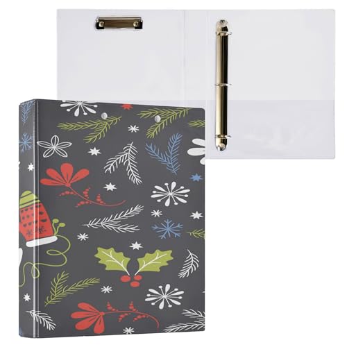 Runde Ringe Notizbuch Ordner 1,5 Zoll Ordner mit Taschen 1/2 Packung Ordner Schulhefter 200 Blatt Winter Weihnachten Muster von Caihoyu