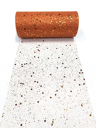 15cm x 22,8m Glitzer Tüll Stoffrolle Hexagon Pailletten Mesh Stoff Spule Tutu Rock Bady Dusche Hochzeitsfeier Geburtstag Dekoration (Orange) von CaiiBtntgb