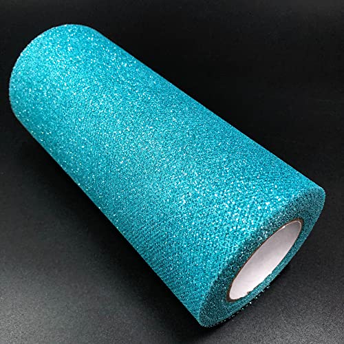 Glitter Tüll Stoff Pailletten Tüll für DIY Kunsthandwerk Nähen und Dekoration 15cm*22m (34 Tiff Blau) von CaiiBtntgb