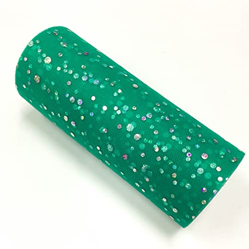 Glitzernde Pailletten Tüll Rolle Hochzeitsdekoration Organza Basteln Geburtstag Partyzubehör Stoffspule Tüll Tutu Kleid 25 Yards x 15cm (Meergrün) von CaiiBtntgb