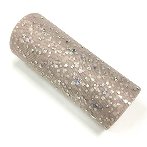 Glitzernde Pailletten Tüll Rolle Hochzeitsdekoration Organza Basteln Geburtstag Partyzubehör Stoffspule Tüll Tutu Kleid 25 Yards x 15cm (Reisgrau) von CaiiBtntgb