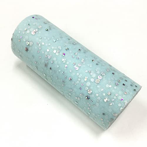 Glitzernde Pailletten Tüll Rolle Hochzeitsdekoration Organza Basteln Geburtstag Partyzubehör Stoffspule Tüll Tutu Kleid 25 Yards x 15cm (Tiff Aquablau) von CaiiBtntgb