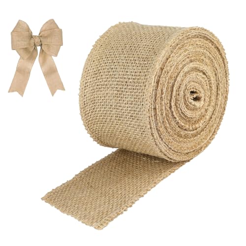 Juteband Sackleinen Band, Sackleinenbandbindung, Juteband Stoff Hessische Bänder, 10 m Juteband, Juteband 6 cm Breit, für Handwerk, Hochzeitdeko, Weihnachten, Herbstkranz von Caiscend