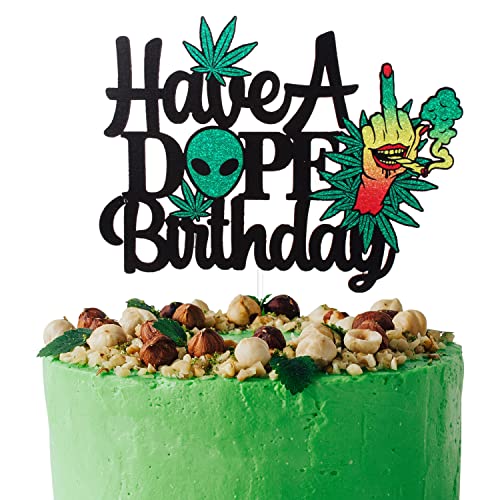 Leaves Have A Dope Birthday Happy Birthday Cake Topper – Topf Unkrautblätter Geburtstag Party Dekorationen für Männer – Topfblätter 420 Geburtstag Kuchenaufsatz von Caiwowo