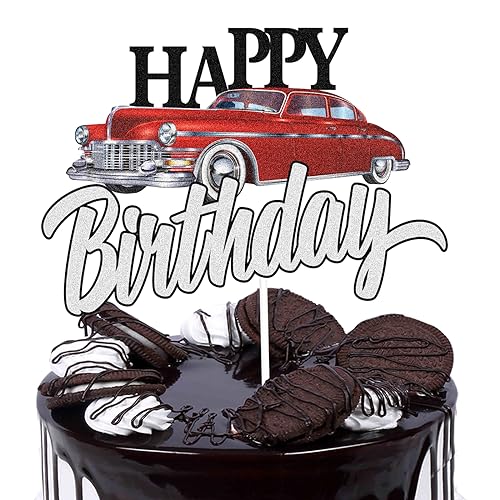 Retro Auto Happy Birthday Cake Topper von Caiwowo