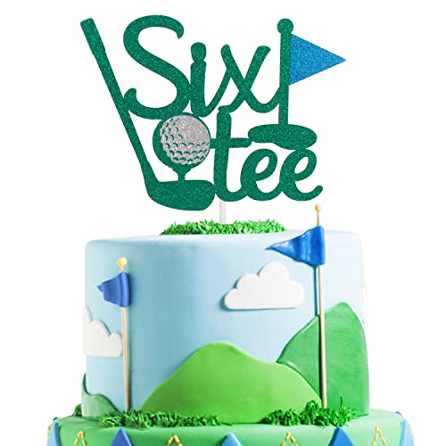 Sixtee Golf Happy 60th Birthday Cake Topper - Happy Retirement Golfball Cake Topper für Männer Sport 60. Geburtstag Party Supplies - Golf 60. Geburtstag Party Dekoration für Golfer-Fans von Caiwowo