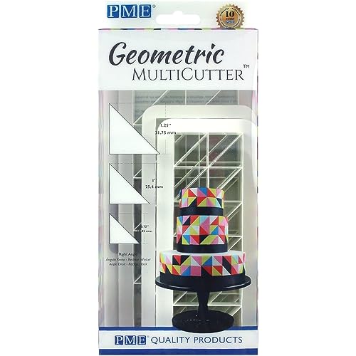 Cake Company GMC124 Geometric MultiCutter-Right Angle, Set of 3 PME Geometrische Multicutters für Kuchendesign, rechtwinkliges Dreieck, klein, mittel und groß, 3 Stück, Kunststoff, weiß von PME