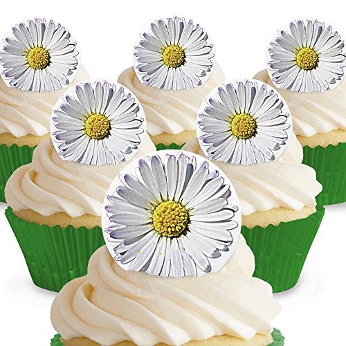 Cakeshop 12 x Vorgeschnittene und Essbare Weiße Blumen Kuchen Topper (Tortenaufleger, Bedruckte Oblaten, Oblatenaufleger) von Cakeshop