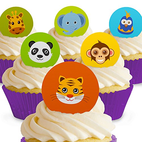 Cakeshop 12 x Vorgeschnittene und Essbare Zoo Tiere Kuchen Topper (Tortenaufleger, Bedruckte Oblaten, Oblatenaufleger) von Cakeshop