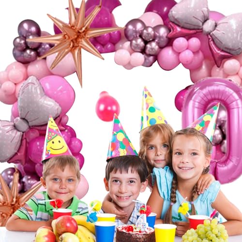 Calakono Geburtstags-Luftballons-Dekorationsset, rosa Party-Luftballons,Schleife Zahlen Geburtstagsdekorationen Latex Set | Geburtstagsparty-Set, Happy Birthday-Ballon-Party-Dekoration, rosa von Calakono