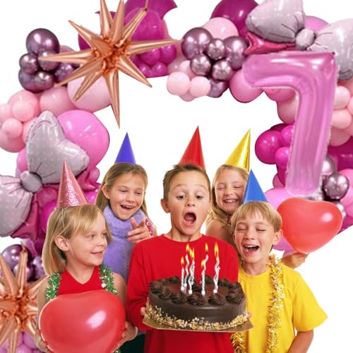 Calakono Geburtstags-Luftballons-Dekorationsset, rosa Party-Luftballons | Schleifen-Zahlen-Geburtstagsdekorationen-Party-Set | Rosafarbene Rosen-Ballonschleife, Folien-Zahlen-Latex-Luftballons, von Calakono