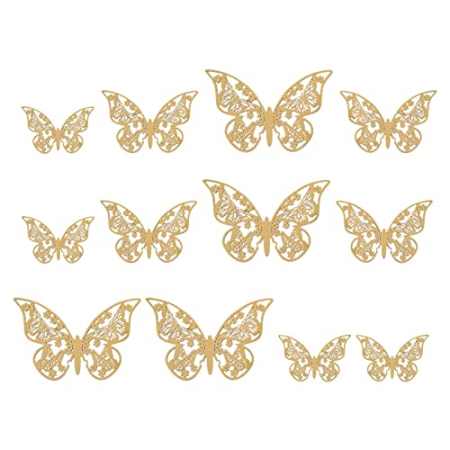 Schmetterlings-Kuchenaufsätze, 12 Stück 3D-Schmetterlings-Kuchenaufsätze In Gold, Goldene Schmetterlings-Kuchendekorationen, Party-Perfektion Mit 3D-Gold-Schmetterlings-Aufsätzen, Abnehmbare Golden von Calakono