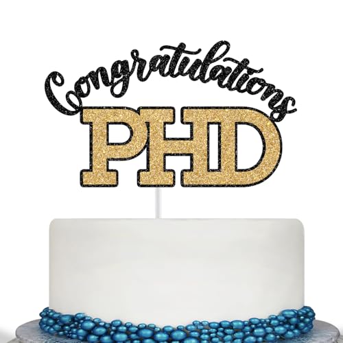 Glitter Congratulations PHD Cake Topper, Congrats PHD Cake Decor, Congrats DR, Class of 2025 PHD Graduation Party Decorations, Black and Gold von Calarjeta