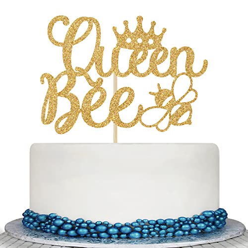 Goldener glitzernder Tortenaufsatz mit Bienen-Motiv – für Mütter – Happy Bee Day, Hummel-Geburtstagsparty-Dekorationen von Calarjeta