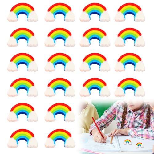 20 Stück Regenbogen Radiergummi (3,5 * 1,8 * 0,7 cm) Radiergummi Kinder Mitgebsel Regenbogen Design Kawaii Radiergummis Bunte Radierer Schule Radiergummi für Schulen und Büros Malerei Radiergummi von Caldamn