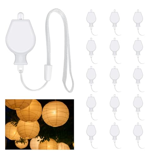 15 Stück Mini LED Ballonlichter, Warmweiß, LED Laternenlichter mit Batterie, mit Seil, Batterie Kann Ersetzt Werden, für Papierlaterne, Halloween, Weihnachten, Hochzeit, Party Lichter Dekoration (WW) von Caldarax