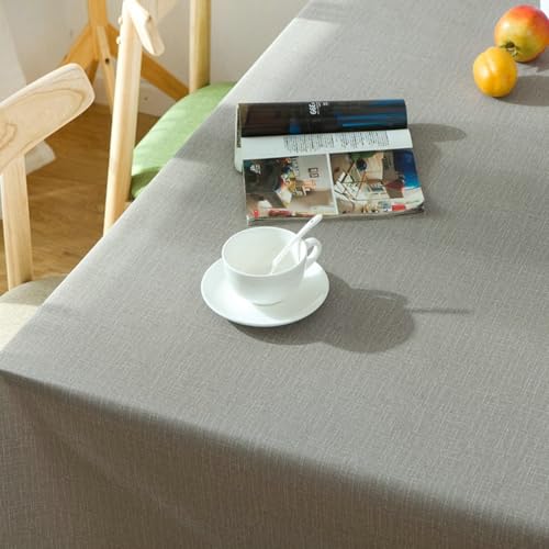 Calafee Abwaschbare Tischdecke Outdoor 110x110 cm, Tischdecke Kunststoff PVC Wasserdicht 2 Personen Einfarbig Grau Tischtücher Hochzeit Deko von Calefee