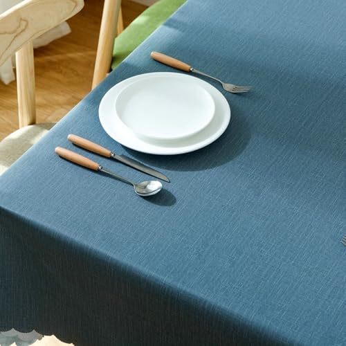 Calafee PVC Tischdecke Wasserdicht 90x140 cm, Abwaschbare Tischdecke Outdoor 2-4 Personen Einfarbig Cyan Tischwäsche Landhausstil Deko von Calefee