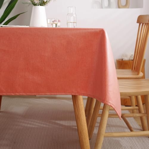 Calafee Tischdecke 120x120 cm Rechteckig, Tischdecke Polyester Fleckenschutz 2 Personen Einfarbiges Orange Tischdecke für Couchtisch von Calefee